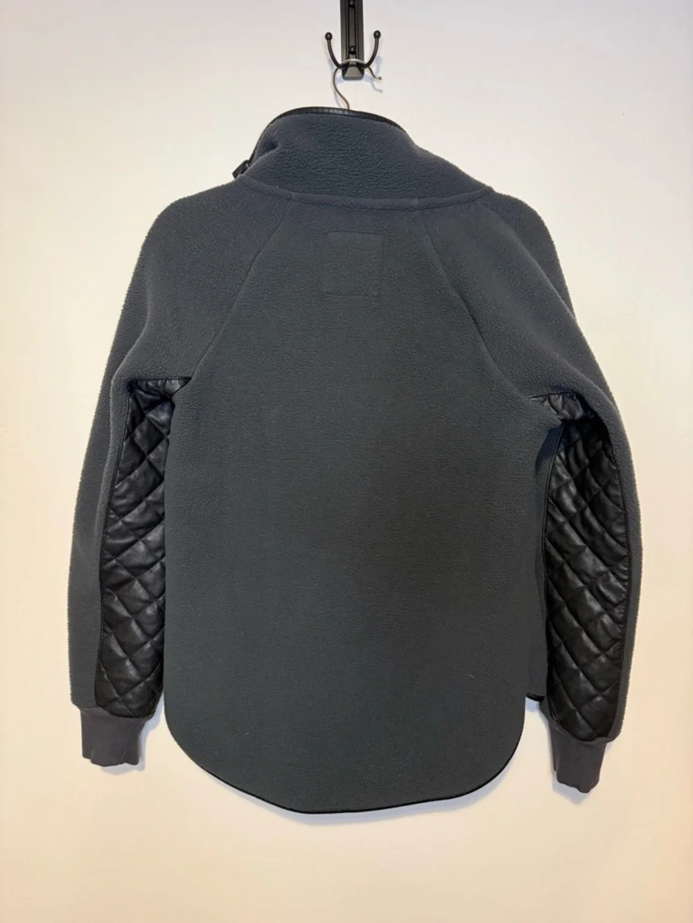 ABERCROMBIE Black Sherpa Quilted Snap Pullover Fleece Sz Small Pockets Winter